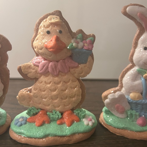 3 Easter Bunny Lamb Duck Gingerbread Cookie Figurines Valerie Parr Hill - Picture 4 of 5